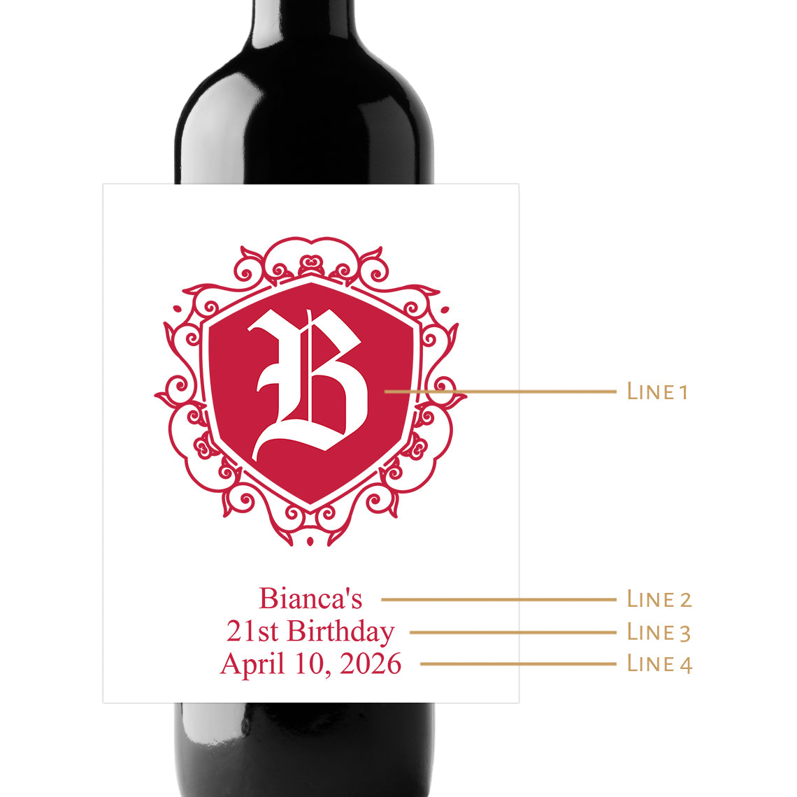 Wreath Initial Birthday Custom Personalized Wine Champagne Labels (set of 3)