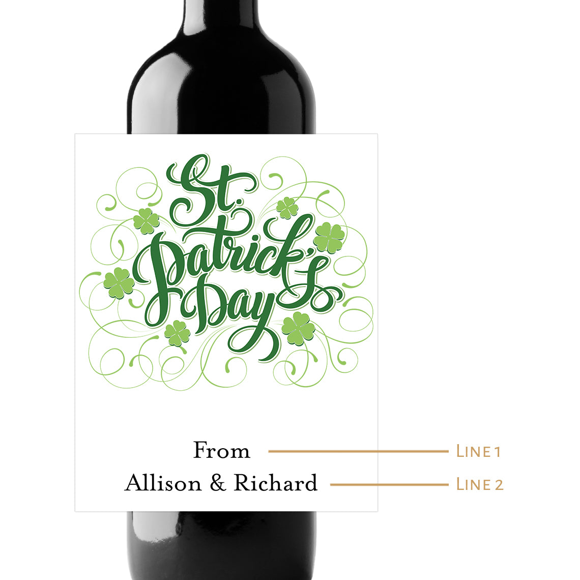 St. Patrick's Day Custom Personalized Wine Champagne Labels (set of 3)