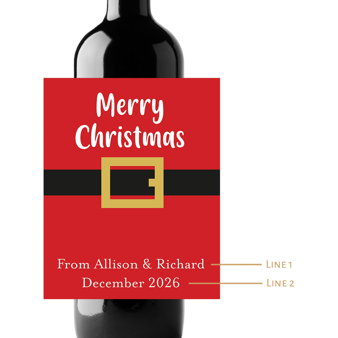 Merry Christmas Custom Personalized Wine Champagne Labels (set of 3)