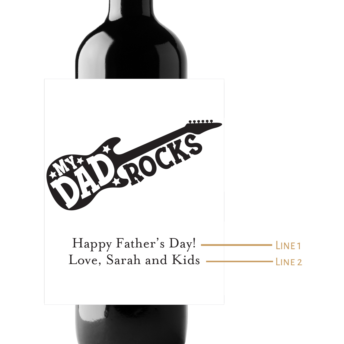 My Dad Rocks Custom Personalized Wine Champagne Labels (set  of 3)