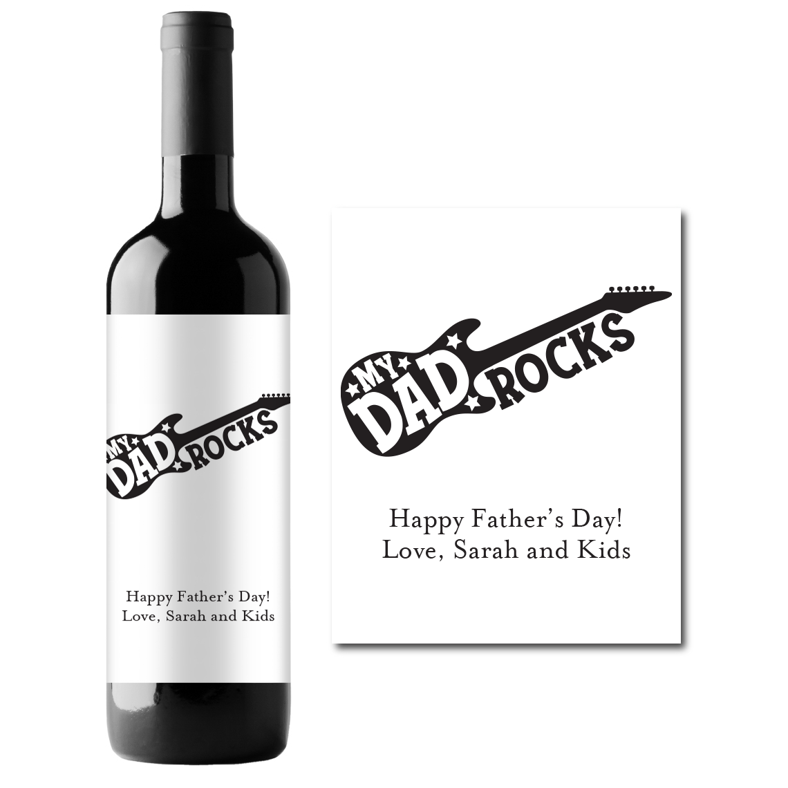 My Dad Rocks Custom Personalized Wine Champagne Labels (set  of 3)