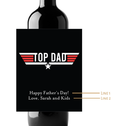 Top Dad Custom Personalized Wine Champagne Labels (set of 3)