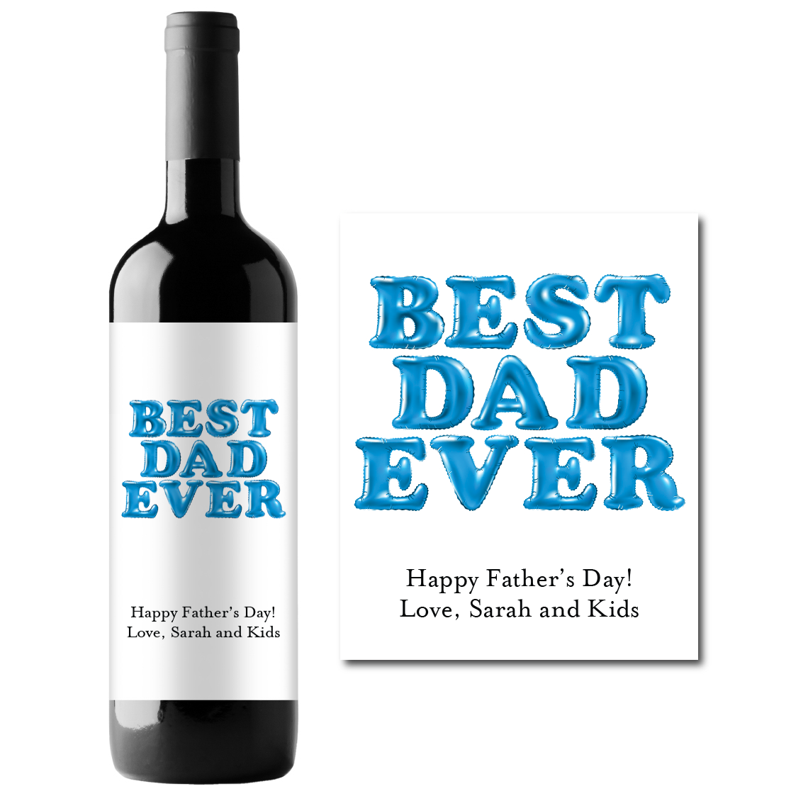 Best Dad Ever Custom Personalized Wine Champagne Labels (set of 3)