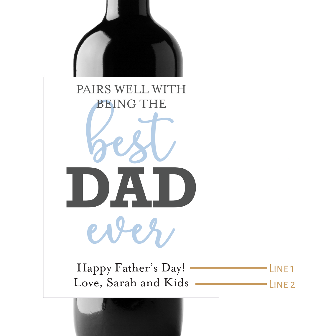 Best Dad Ever Custom Personalized Wine Champagne Labels (set of 3)