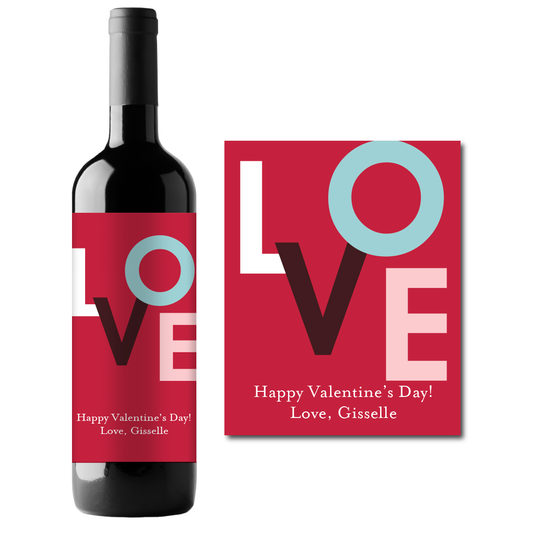 LOVE Custom Personalized Wine Champagne Labels (set of 3)