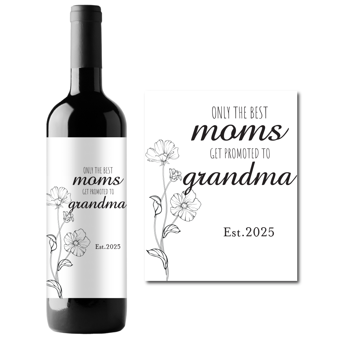 Promoted To Grandma Custom Personalized Wine Champagne Labels (set  of 3)