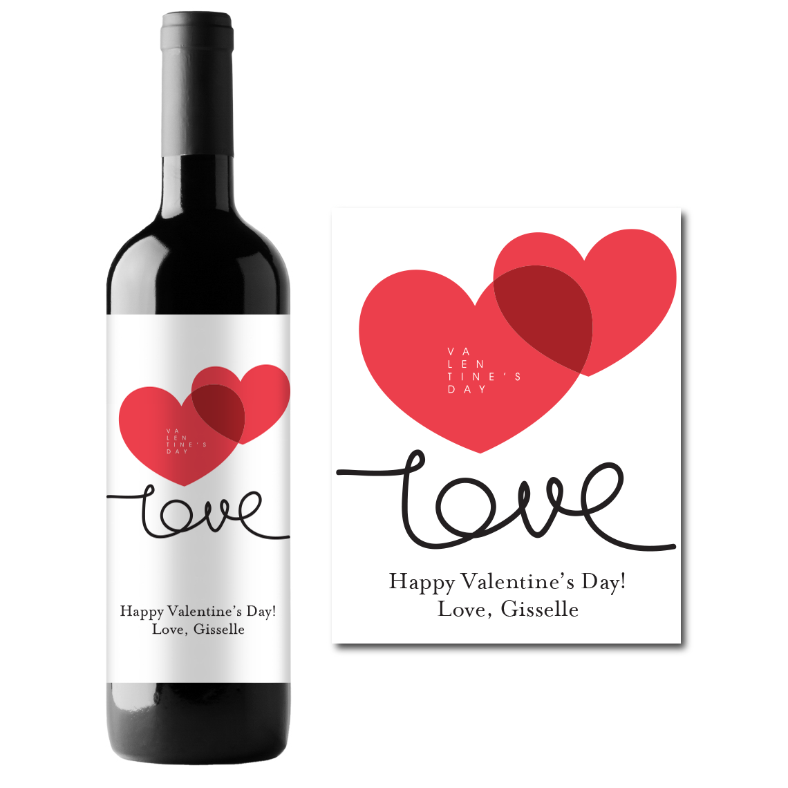 LOVE Hearts Custom Personalized Wine Champagne Labels (set of 3)