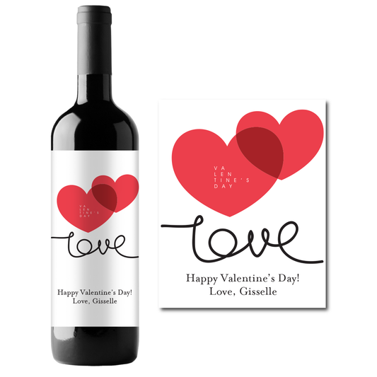 LOVE Hearts Custom Personalized Wine Champagne Labels (set of 3)