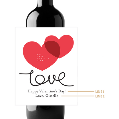 LOVE Hearts Custom Personalized Wine Champagne Labels (set of 3)