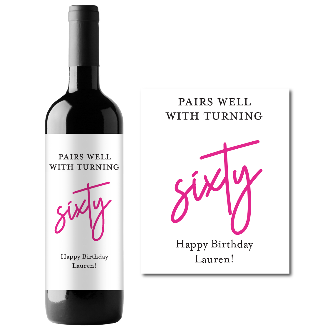 Turning Sixty Custom Personalized Wine Champagne Labels (set of 3)