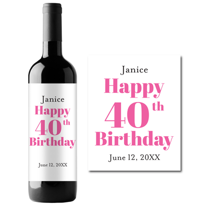 Birthday Custom Personalized Wine Champagne Labels (set of 3)