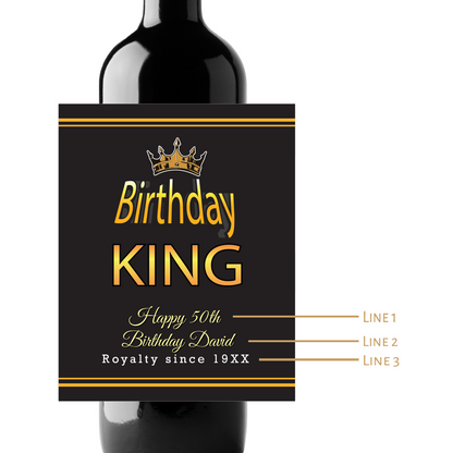 Birthday Royalty Custom Personalized Wine Champagne Labels (set of 3)