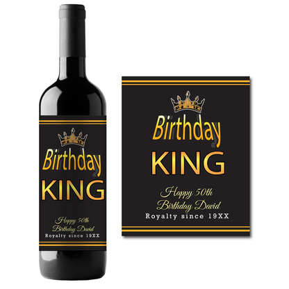 Birthday Royalty Custom Personalized Wine Champagne Labels (set of 3)