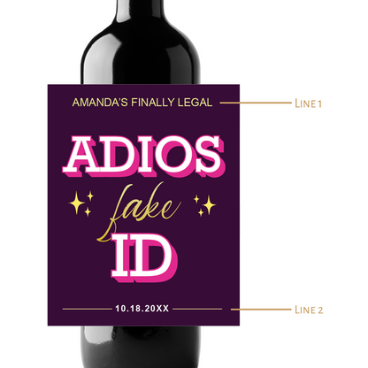 Adios Birthday Custom Personalized Wine Champagne Labels (set of 3)