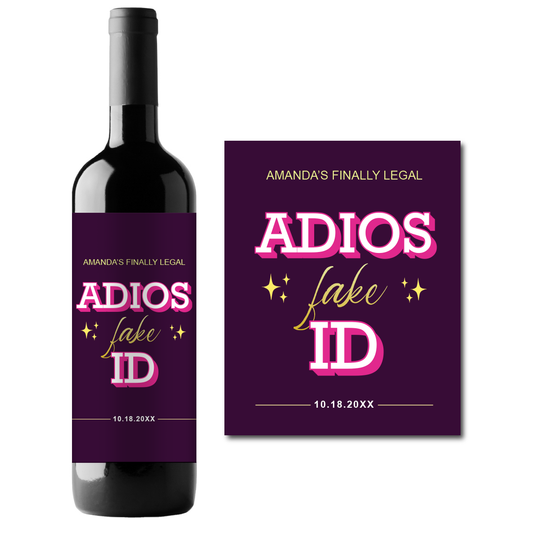 Adios Birthday Custom Personalized Wine Champagne Labels (set of 3)