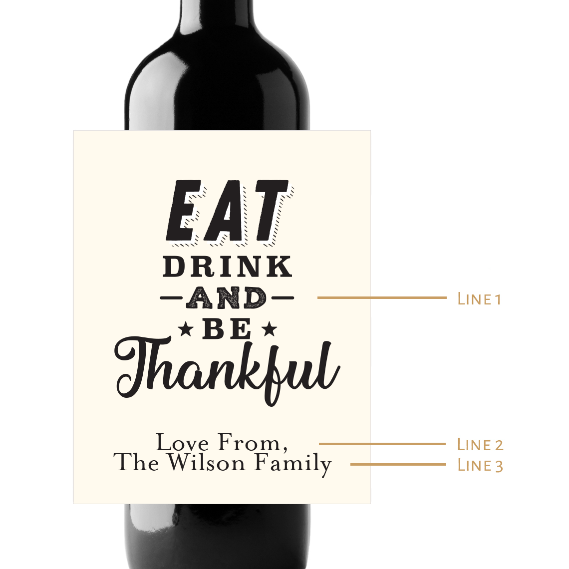 Thanksgiving Custom Personalized Wine Champagne Labels (set of 3)