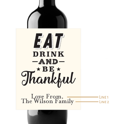 Thanksgiving Custom Personalized Wine Champagne Labels (set of 3)