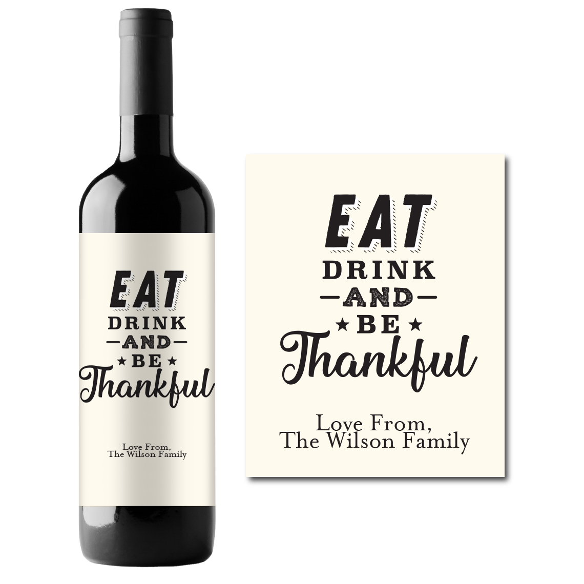 Thanksgiving Custom Personalized Wine Champagne Labels (set of 3)