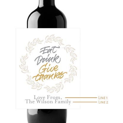 Thanksgiving Custom Personalized Wine Champagne Labels (set of 3)