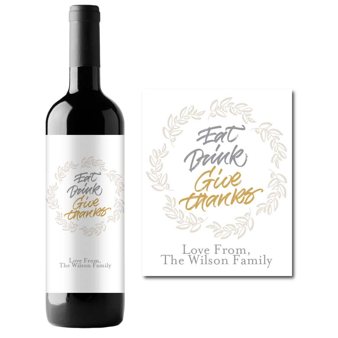 Thanksgiving Custom Personalized Wine Champagne Labels (set of 3)