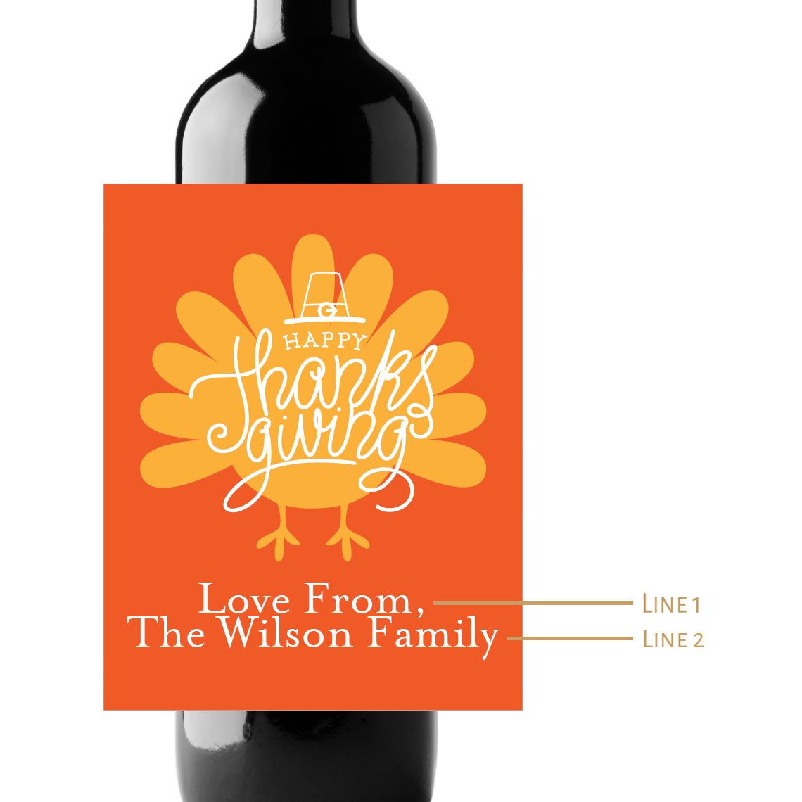 Thanksgiving Custom Personalized Wine Champagne Labels (set of 3)