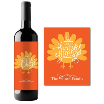 Thanksgiving Custom Personalized Wine Champagne Labels (set of 3)