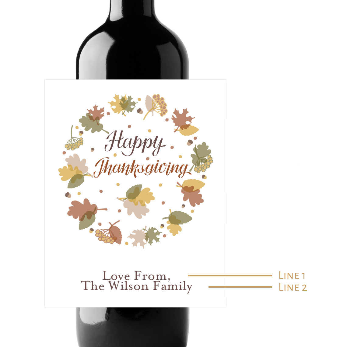 Happy Thanksgiving Custom Personalized Wine Champagne Labels (set of 3)