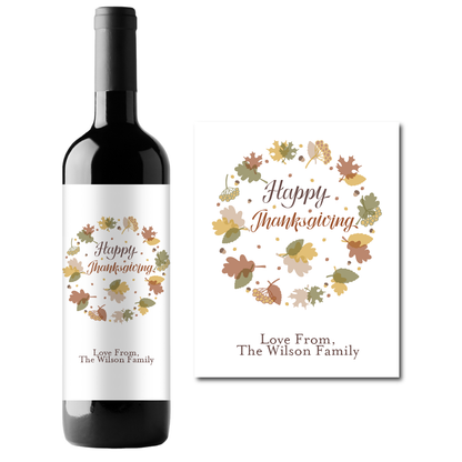 Happy Thanksgiving Custom Personalized Wine Champagne Labels (set of 3)