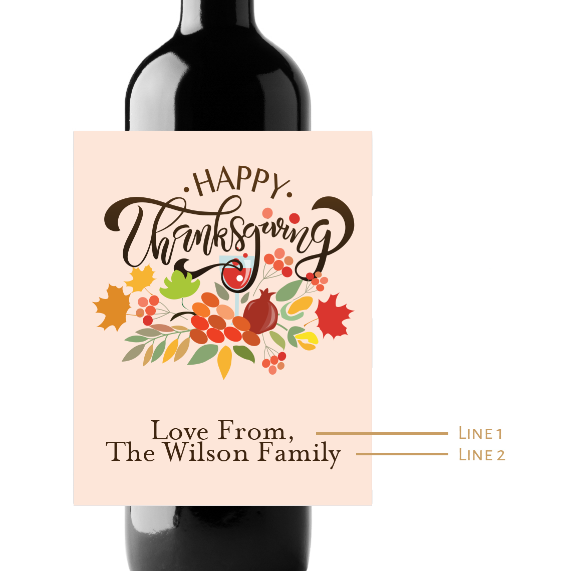 Happy Thanksgiving Custom Personalized Wine Champagne Labels (set of 3)