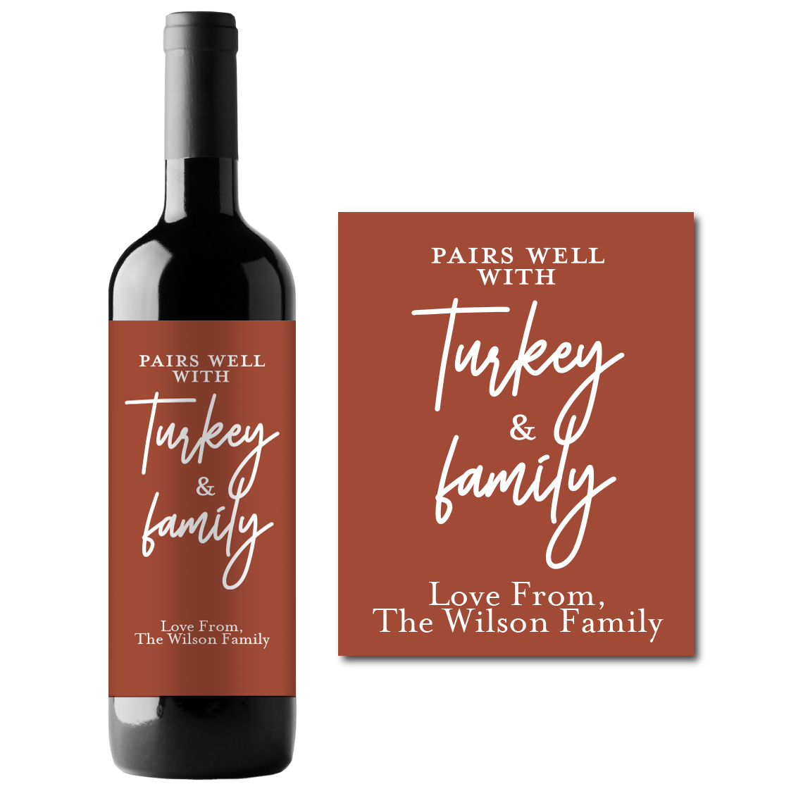 Turkey & Family Custom Personalized Wine Champagne Labels (set of 3)