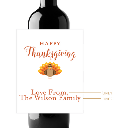 Turkey Thanksgiving Custom Personalized Wine Champagne Labels (set of 3)