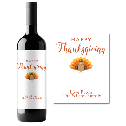 Turkey Thanksgiving Custom Personalized Wine Champagne Labels (set of 3)