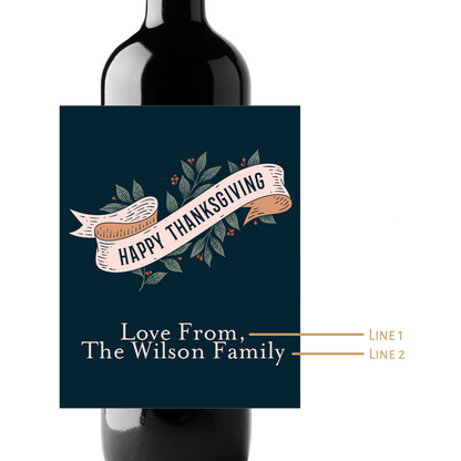 Happy Thanksgiving Custom Personalized Wine Champagne Labels (set of 3)