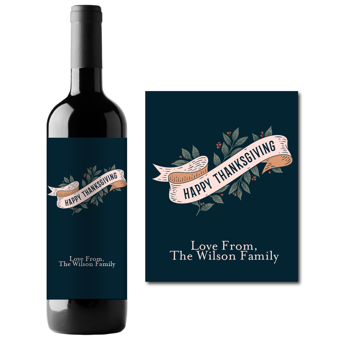 Happy Thanksgiving Custom Personalized Wine Champagne Labels (set of 3)