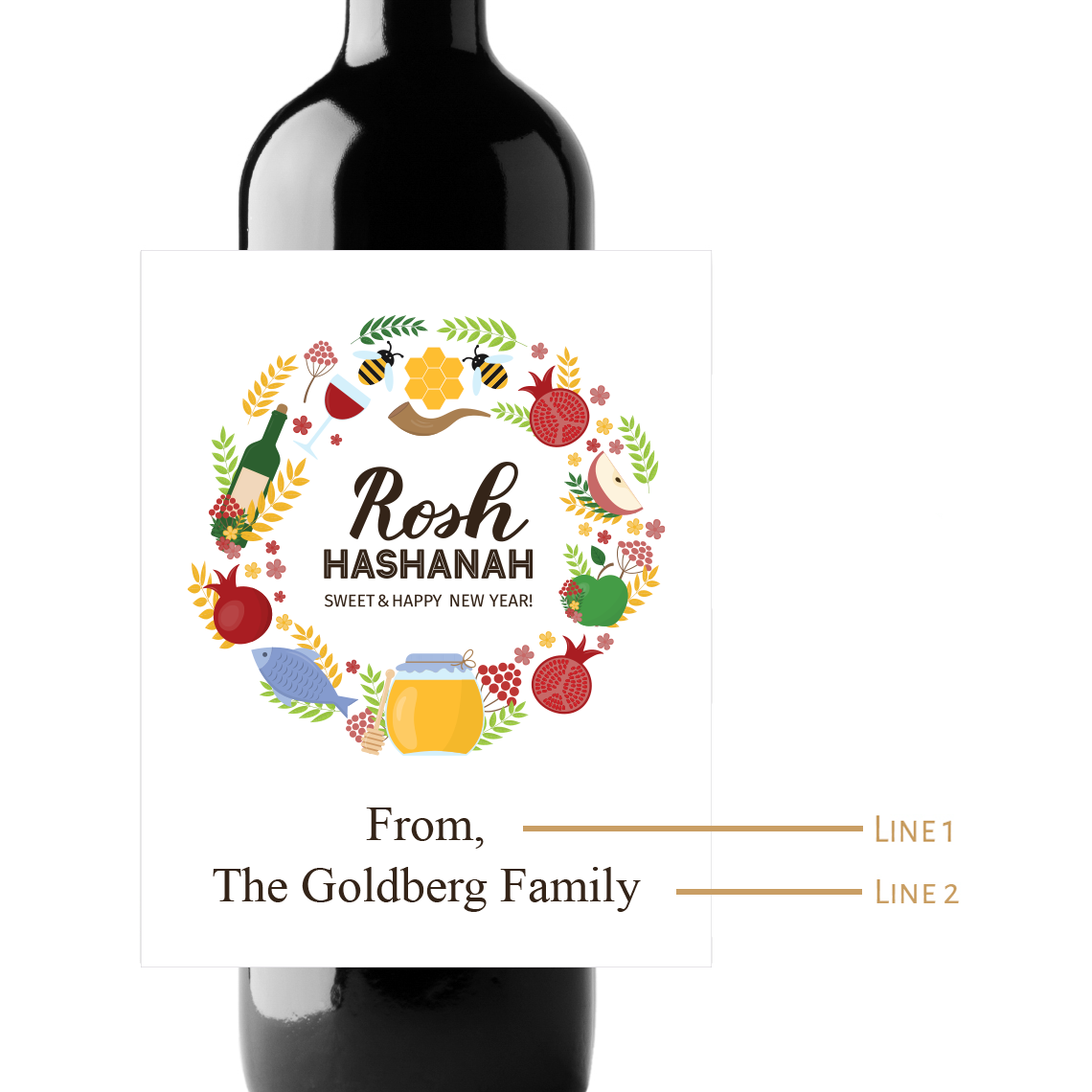 Rosh Hashanah Custom Personalized Wine Champagne Labels (set  of 3)