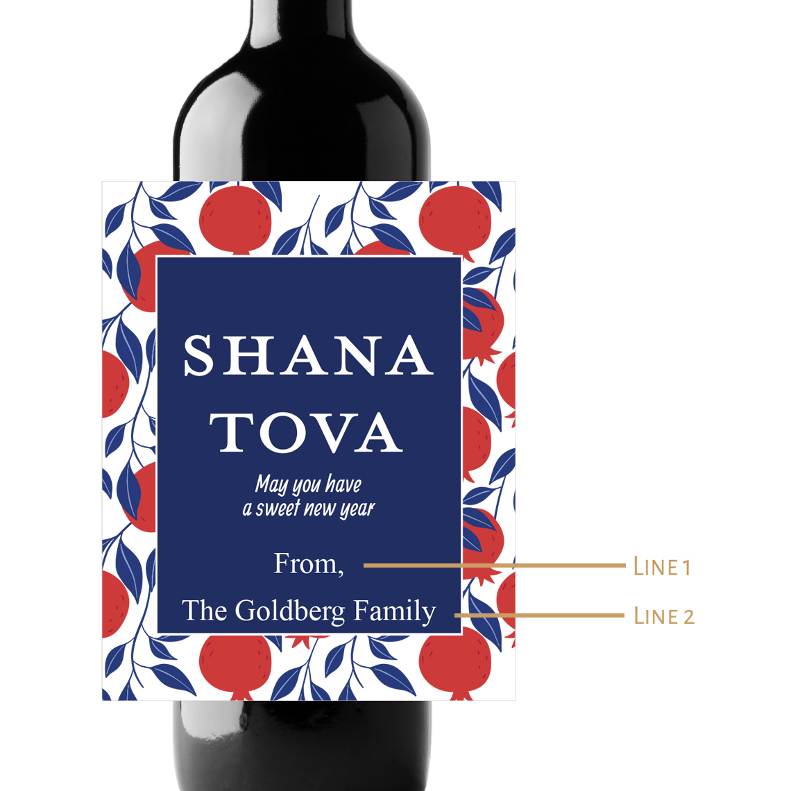 Shana Tova Custom Personalized Wine Champagne Labels (set of 3)