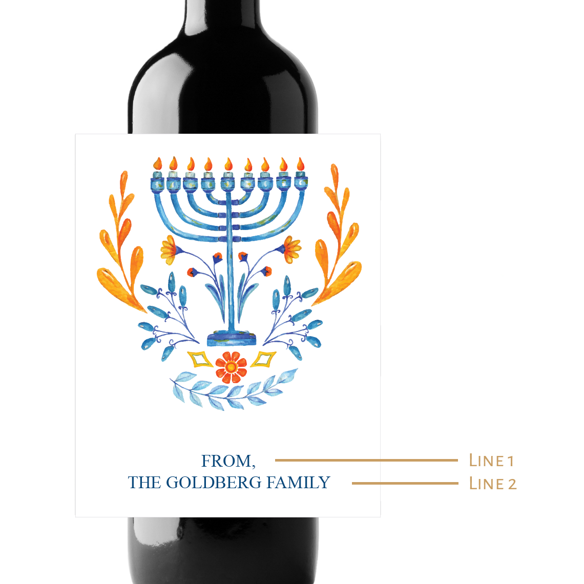Hannukah Custom Personalized Wine Champagne Labels (set of 3)