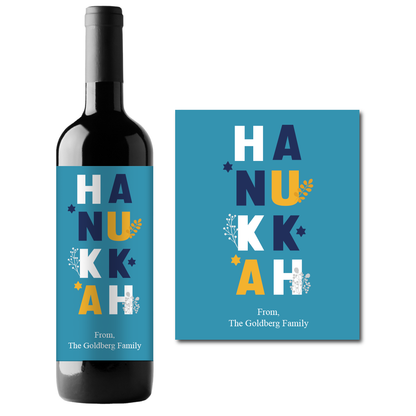 Hanukkah Custom Personalized Wine Champagne Labels (set of 3)