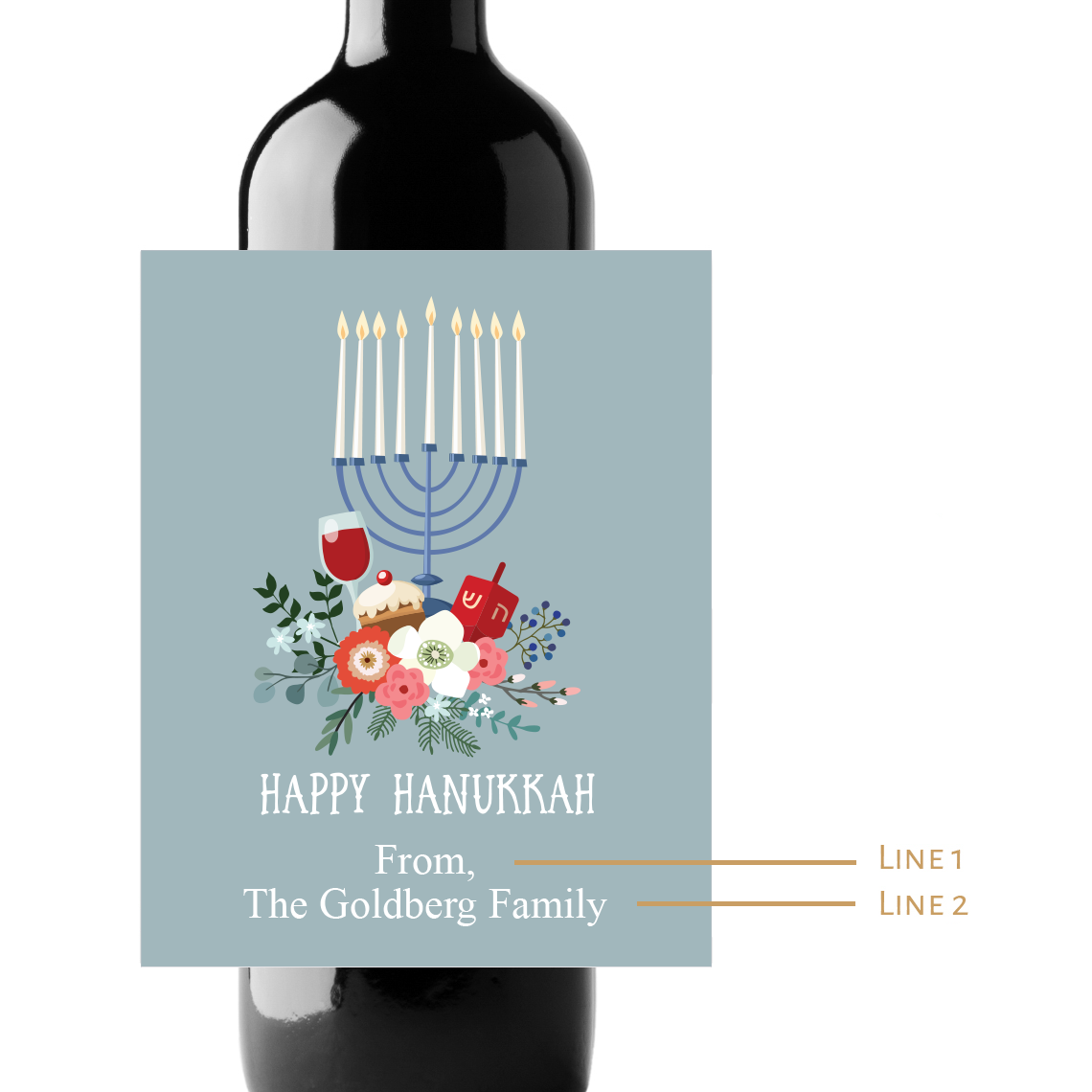 Hanukkah Custom Personalized Wine Champagne Labels (set of 3)