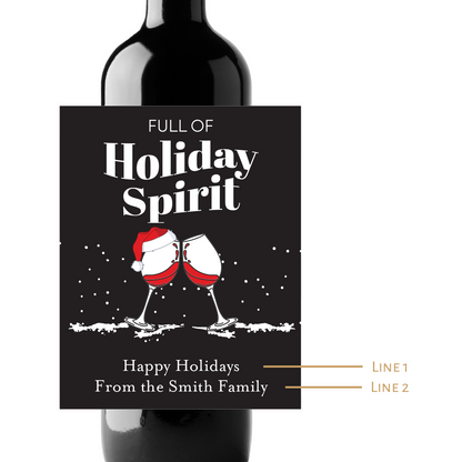 Full of Holiday Spirit Custom Personalized Wine Champagne Labels (set of 3)