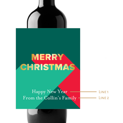 Merry Christmas Custom Personalized Wine Champagne Labels (set of 3)