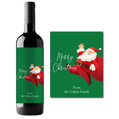 Merry Christmas Custom Personalized Wine Champagne Labels (set of 3)