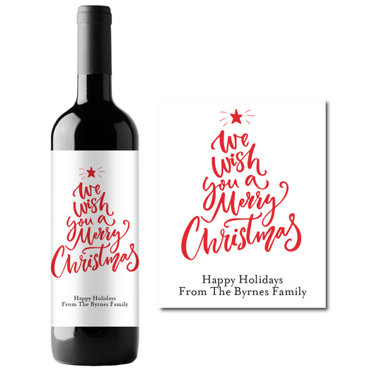 We Wish You A Merry Christmas Custom Personalized Wine Champagne Labels (set of 3)