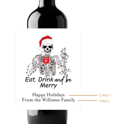 Eat, Drink, and Be Merry Custom Personalized Wine Champagne Labels (set of 3)
