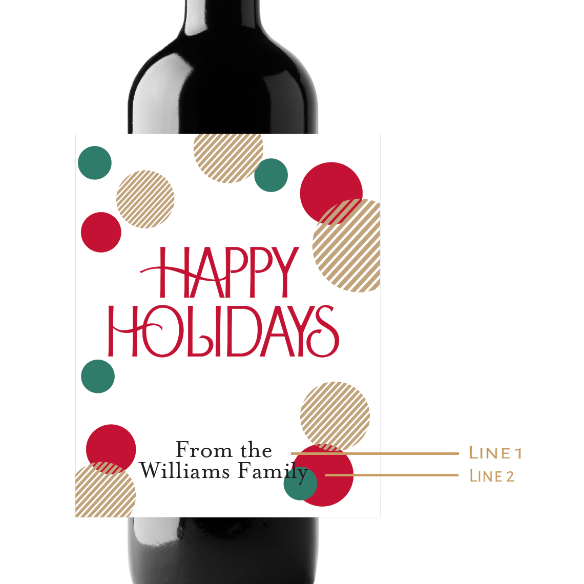 Happy Holidays Custom Personalized Wine Champagne Labels (set of 3)