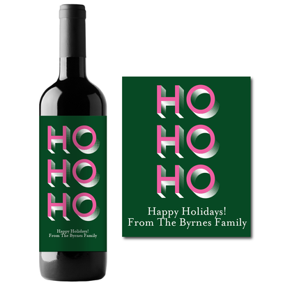 HO HO HO Holidays Custom Personalized Wine Champagne Labels (set of 3)