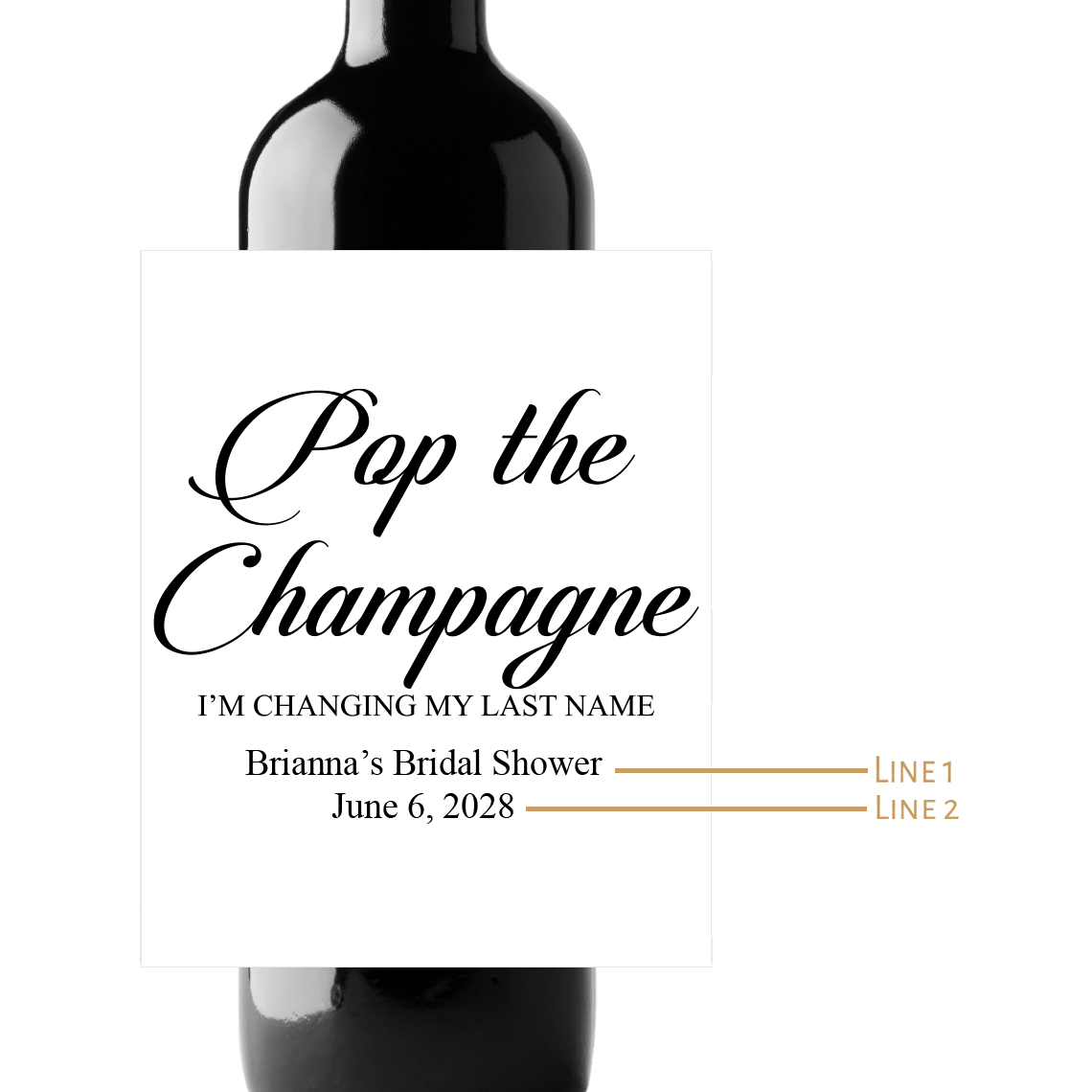 Pop The Champagne Custom Personalized Wine Champagne Labels (set of 3)