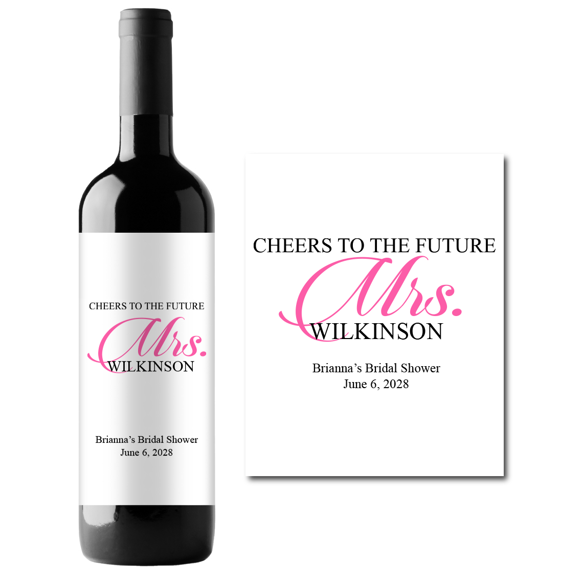 Cheers To The Future Mrs. Custom Personalized Wine Champagne Labels (set of 3)