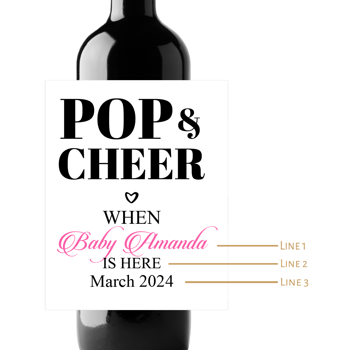 Pop & Cheer Custom Personalized Wine Champagne Labels (set of 3)