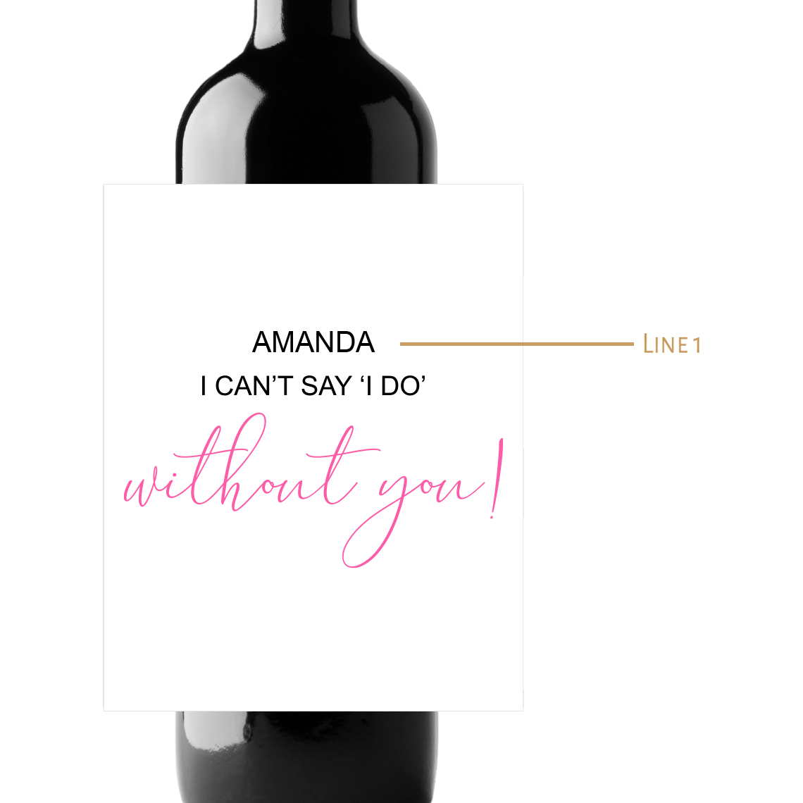 I Can't Say I DO Without You Custom Personalized Wine Champagne Labels (set of 3)